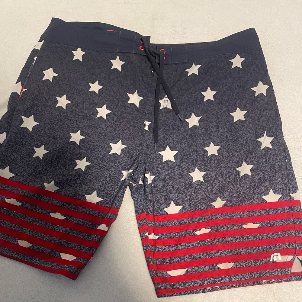 Men's Travis Mathew Navy and Red Star Swim Shorts